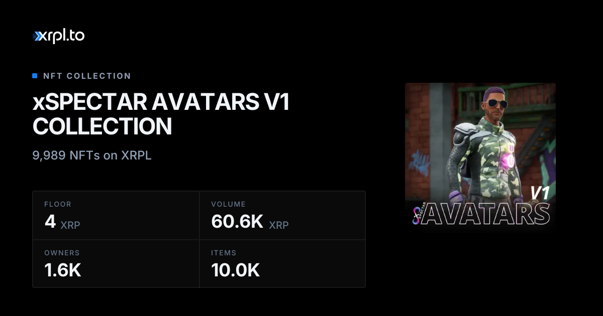 xSPECTAR AVATARS V1 COLLECTION NFT — XRPL Floor & Volume | XRPL.to